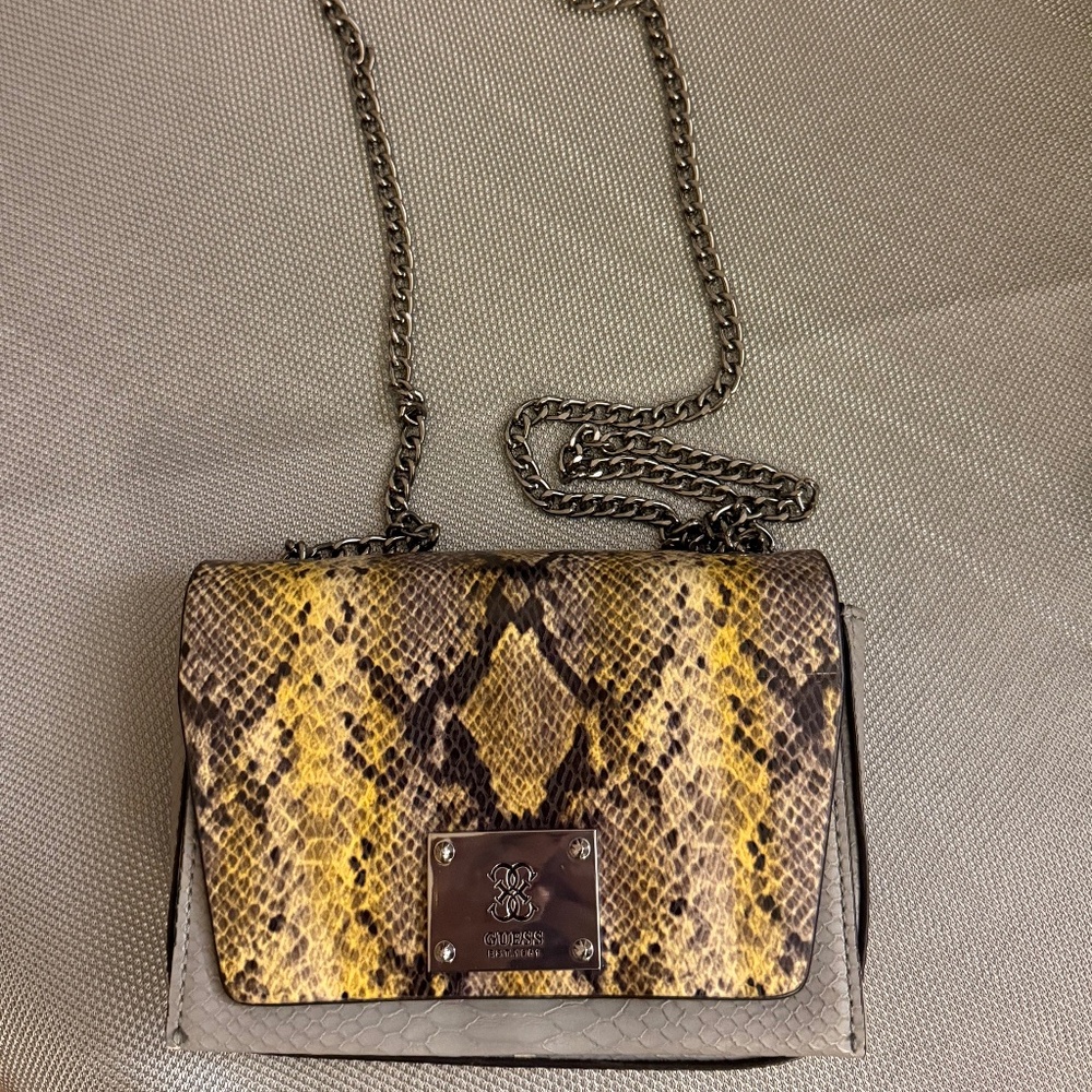 Guess faux snake print mini chain bag